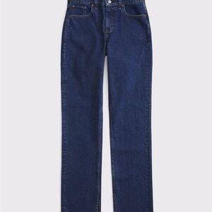 Abercrombie Curve Love Mid Rise 90s Straight Split-Vent Hem Jean, 26 Short